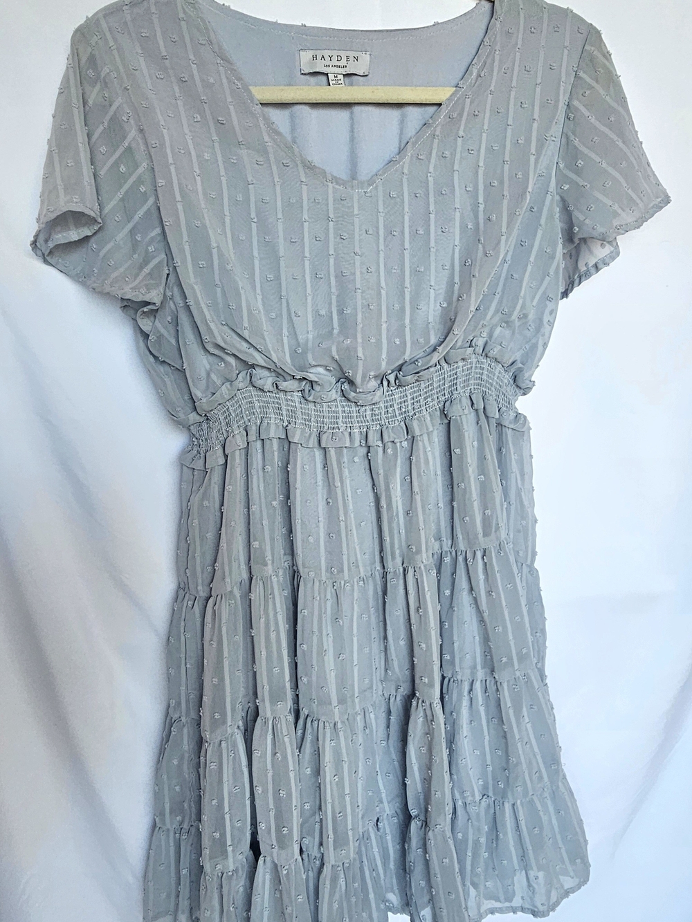 Hayden Light Gray Tiered V-Neck Dress - Picture 6 of 9
